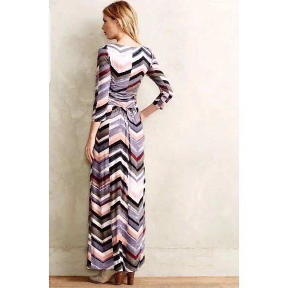 Anthropologie Maeve Maxi Dress Size Medium Purple Pink Boho Novela Chevron - Picture 2 of 14
